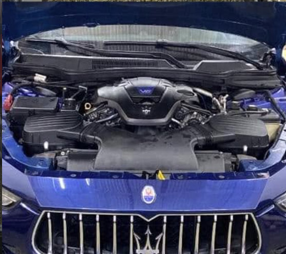 Maserati engine bay after Garage81USA completed the repair